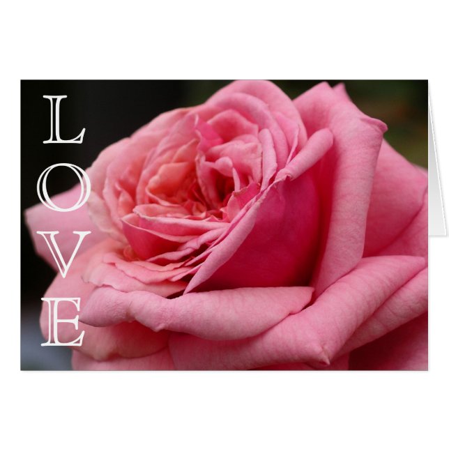 Carte Rose LOVE (Devant horizontal)