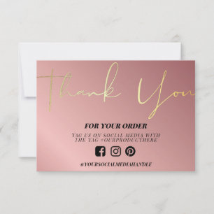Carte Rose Merci Or Média personnalisé Insertion