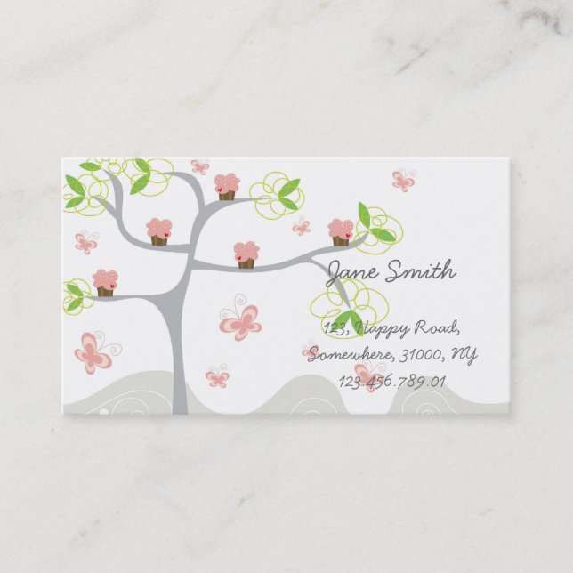 Carte rose mignonne lunatique de profil d'arbre de (Devant)