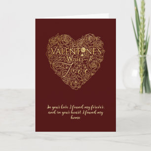Carte Rose minimaliste cœur Saint-Valentin Art en ligne