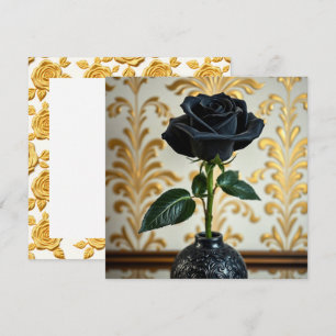Carte Rose noir et blanc Vase or