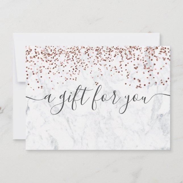 Carte Rose or blanc marbre élégant certificat cadeau (Devant)