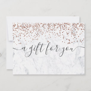 Carte Rose or blanc marbre élégant certificat cadeau