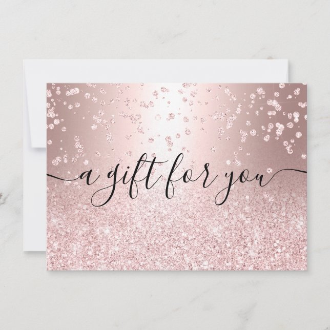 Carte rose or parties scintillant métal chic certificat  (Devant)