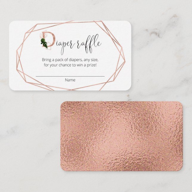 Carte rose or verdure moderne de tombola de couche (Devant / Derrière)