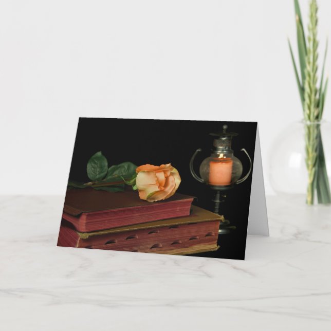 Carte Rose orange sympathy sur la Bible (Devant)