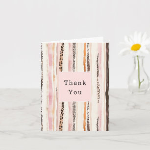 Carte Rose Pâle Crème Marron Léopard Animal Merci