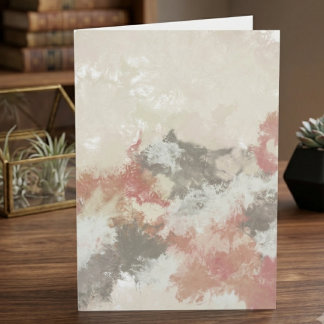 Carte Rose Pâle et Taupe Aquarelle Abstraite