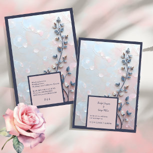 Carte rose pâle et tonalité perle mariage de la branche