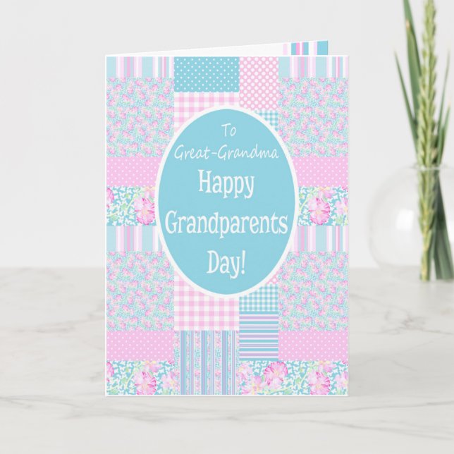 Carte Rose Patchwork Grand-parents Day Grand-grand-mère (Devant)