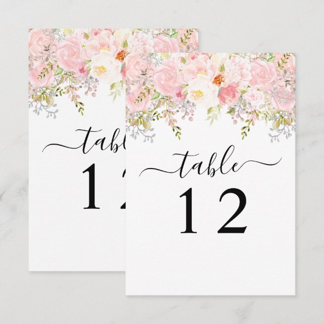 Carte rose Peony Mariage rose pâle (Devant / Derrière)