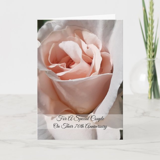 Carte Rose Personnalisé 70e anniversaire de Mariage (Devant)