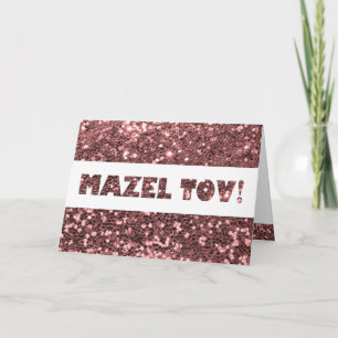 Carte Rose Pink Parties scintillant Mazel Tov Félicitati