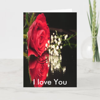 Carte rose pour un rose Je t'aime
