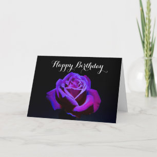 Carte Rose pourpre avec droplets à mâcher Joyeux anniver