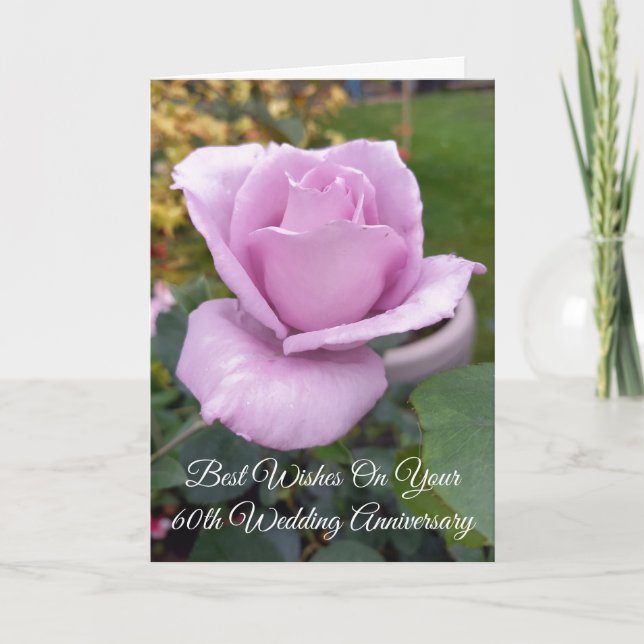 Carte Rose pourpre Personnalisé 60e anniversaire de Mari (Devant)