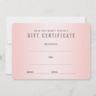 Carte Rose Quartz Shabby Chic Moderne Certificat Cadeau