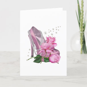 Carte Rose rose à talons hauts rose joli