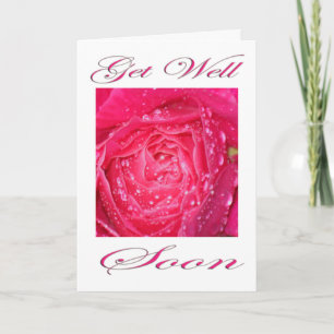 Carte Rose rose avec gouttes de pluie se tirer bien bien