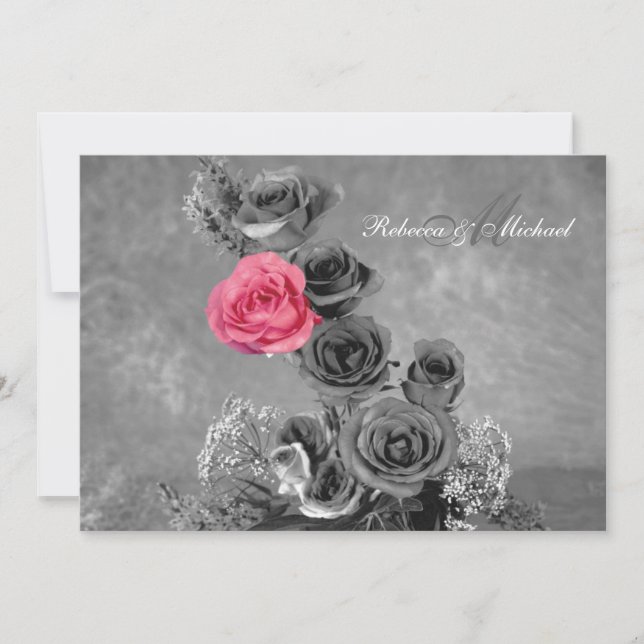 Carte Rose rose avec monogramme (Devant)