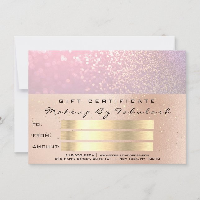Carte Rose Rose Gold Confetti QR Code Logo Beauty Studio (Devant)