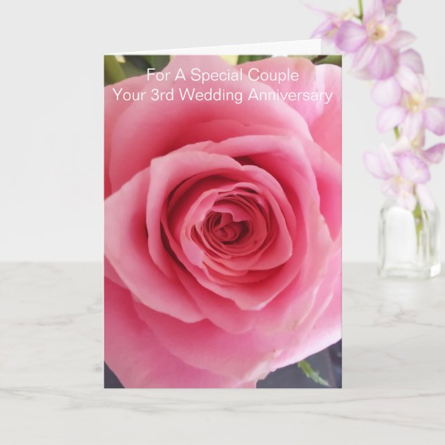 Carte Rose rose personnalisée 3e anniversaire Mariage (Orchidée)