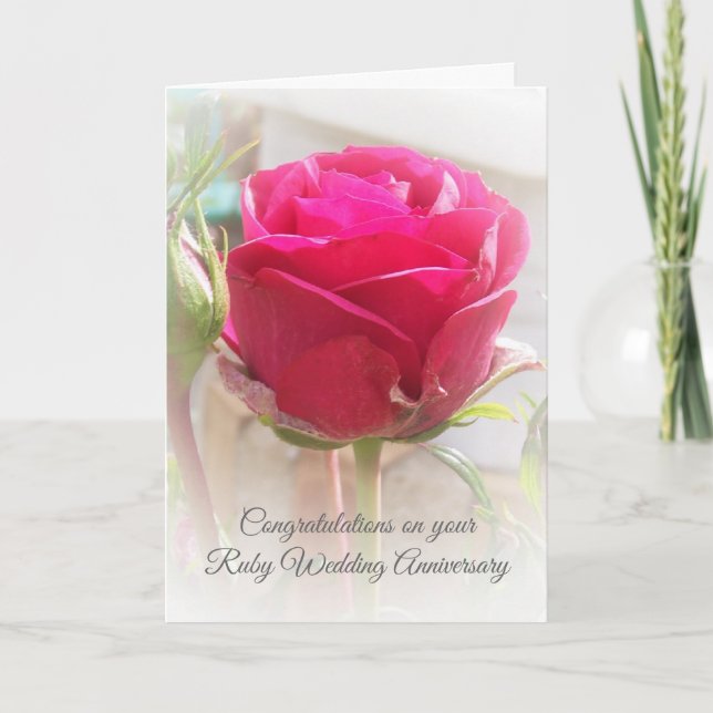 Carte Rose rose personnalisée 40e anniversaire de Mariag (Devant)