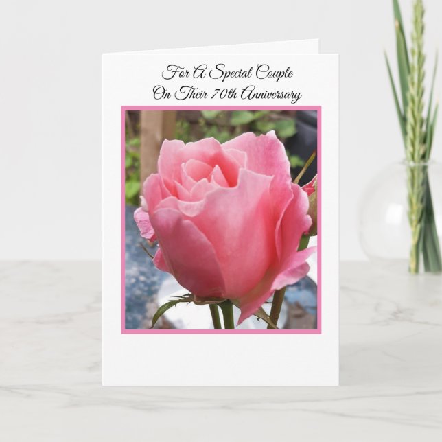 Carte Rose rose personnalisée 70e anniversaire de Mariag (Devant)