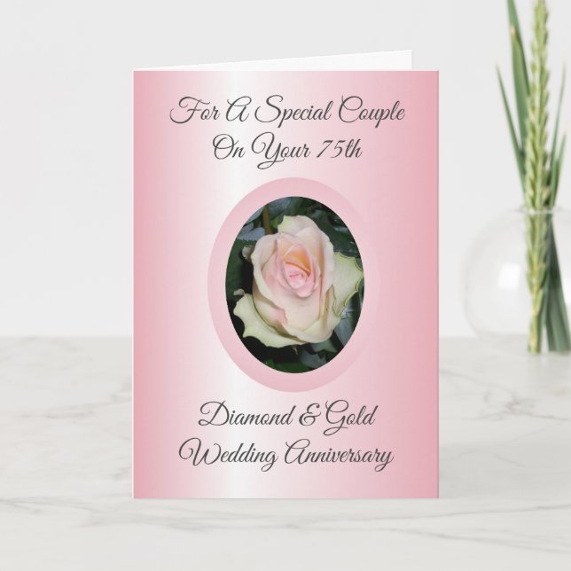 Carte Rose rose personnalisée 75e anniversaire de Mariag (Devant)