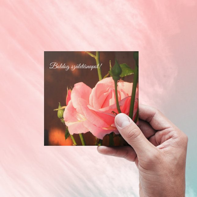 Carte Rose rose photo - anniversaire hongrois (Créateur téléchargé)