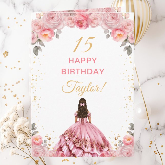 Carte Rose Rose princesse Floral Joyeux anniversaire (Créateur téléchargé)