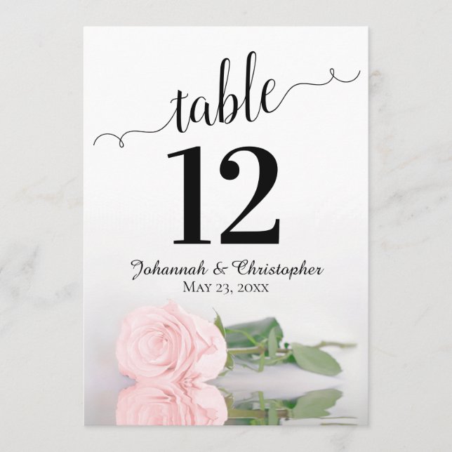 Carte Rose rose rousse Élégante Table de mariage Numéro  (Devant)