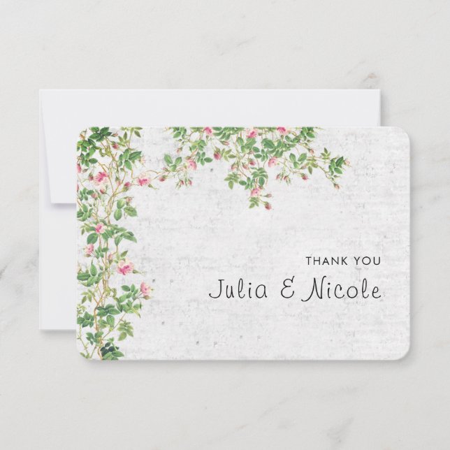 Carte Rose Rose Vieux Mur Vintage Style Mariage Journal (Devant)