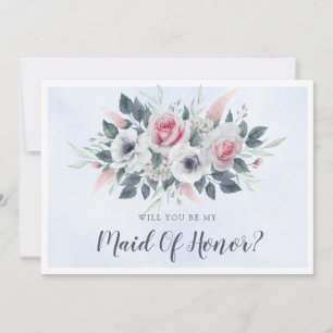 Carte Rose Roses Bleu Clair Serez-Vous Ma Fille D'Honneu