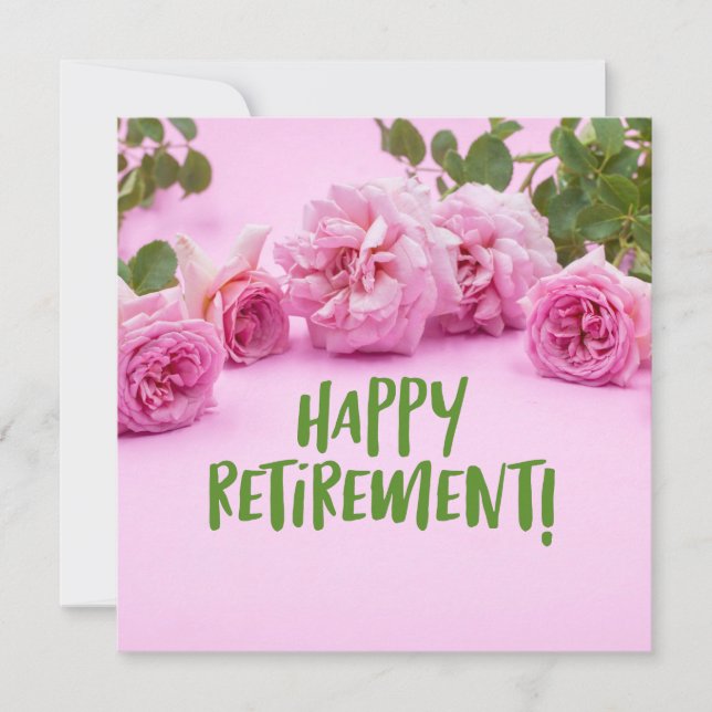 Carte Rose roses Bonne retraite sur arrière - plan rose (Devant)