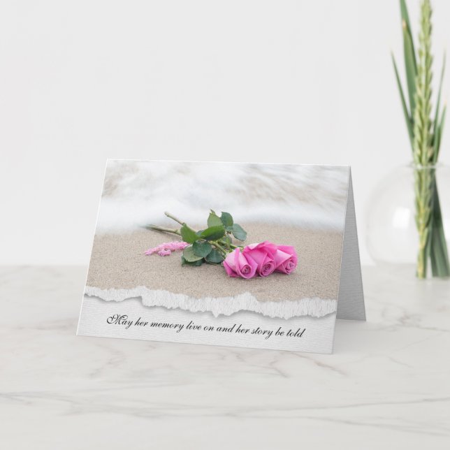 Carte rose roses sur sable sympathie (Devant)