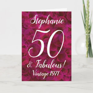 Carte Rose rouge Abstraite 50 et Fabuleux anniversaire