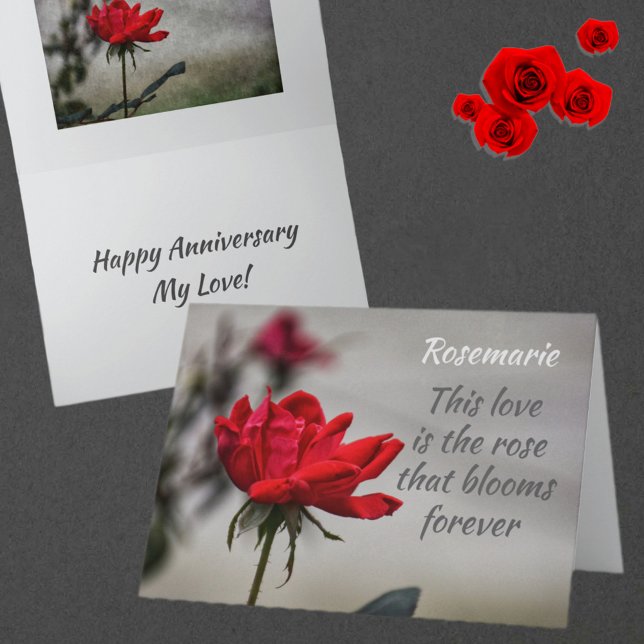 Carte Rose rouge amour fleurit Anniversaire romantique (Créateur téléchargé)