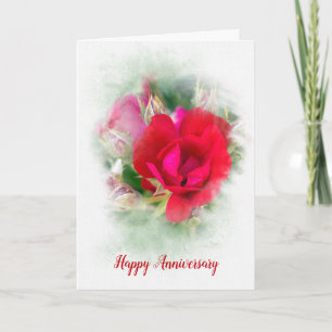 Carte Rose rouge anniversaire