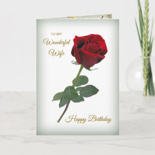 Carte Rose rouge, confetti doré Femme Anniversaire