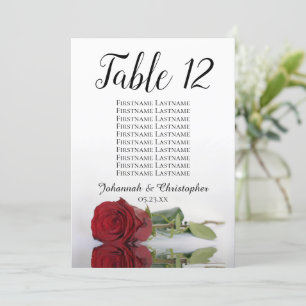 Carte Rose rouge Élégante table de mariage Sièges Graphi