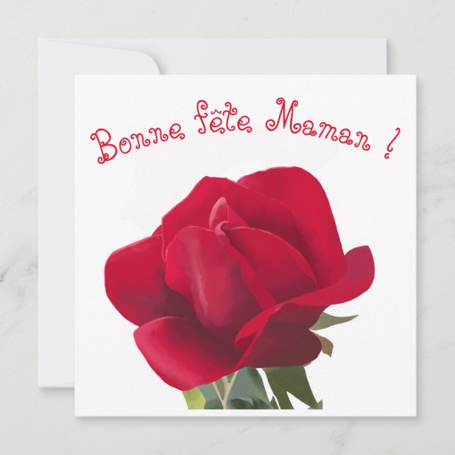 Carte Rose rouge - Fête des mères (Devant)