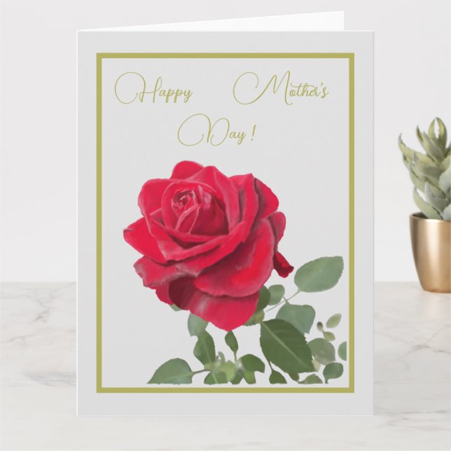 Carte Rose rouge - Fête des mères (Petite plante)