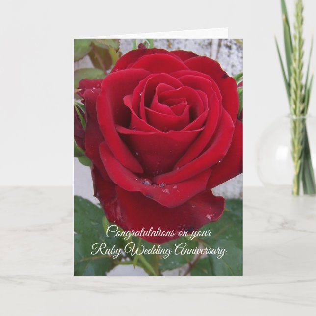 Carte Rose rouge Personnalisée 40e anniversaire de Maria (Devant)