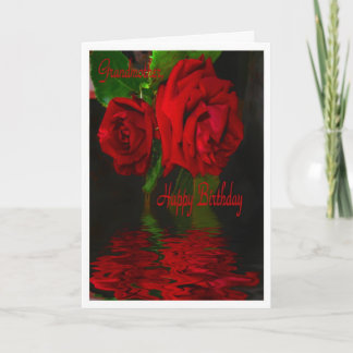 Carte Rose rouge reflété - grand-mère de joyeux