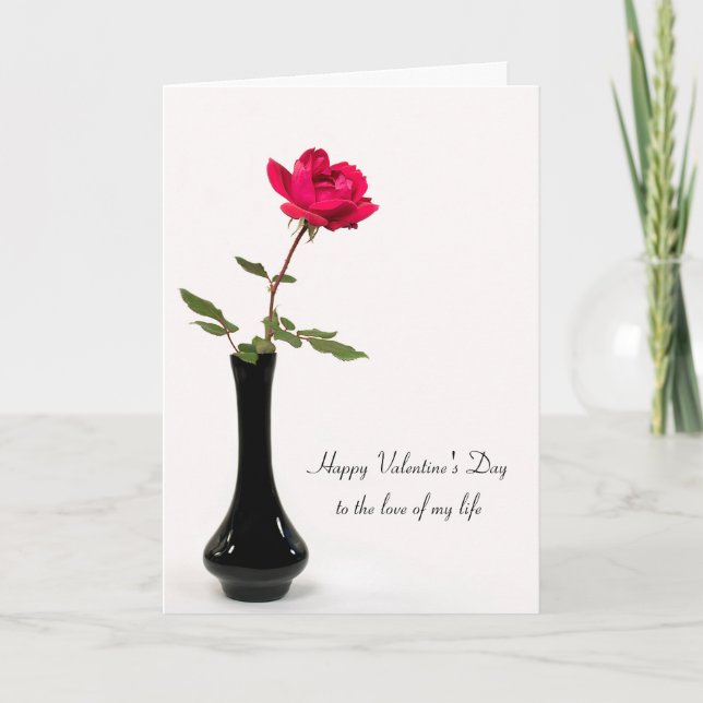 Carte rose rouge unique pour la Saint-Valentin (Devant)