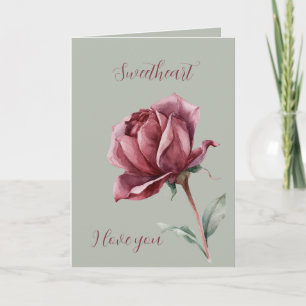 Carte Rose Rouge Verte Amour Douceur