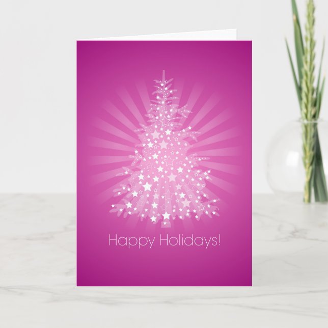 Carte rose sapin de Noël (Devant)