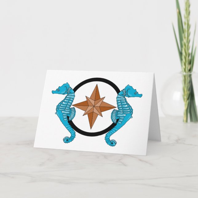 Carte Rose Seahorse Compass (Devant)