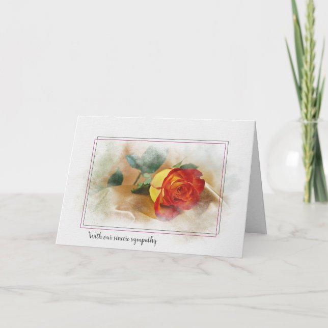 Carte Rose Sur La Sympathie De Satin Or (Devant)